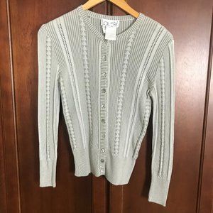 Laurel by Escada Gray Cardigan Sweater Long Sleeve Size 34 Made in Italy